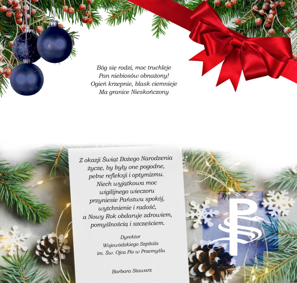 kartka z życzeniami i motywami świątecznymi, treść w artykule