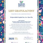 LIST GRATULACYJNY 2025 TOP10 POLSKA Fundacja Rodzić po Ludzku z przyjemnością informuje, że Wojewódzki Szpital im. św. Ojca Pio został wyróżniony jako jedna z dziesięciu najlepszych placówek w Polsce w Rankingu Szpitali Gdzie Rodzić po Ludzku 2025.