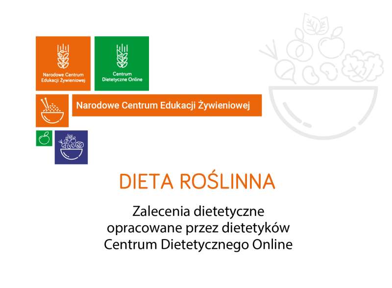 grafika z logo Narodowego Centrum Edukacji Żywieniowej oraz tytułem Dieta Roślinna