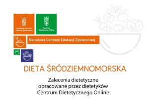 grafika z logo Narodowego Centrum Edukacji Żywieniowej oraz tytułem Dieta Śródziemnomorska