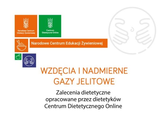 grafika z logo Narodowego Centrum Edukacji Żywieniowej oraz tytułem Wzdęcia i nadmierne gazy jelitowe