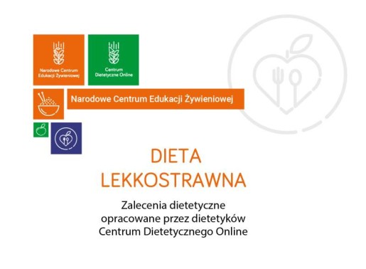 grafika z logo Narodowego Centrum Edukacji Żywieniowej oraz tytułem Dieta Lekkostrawna